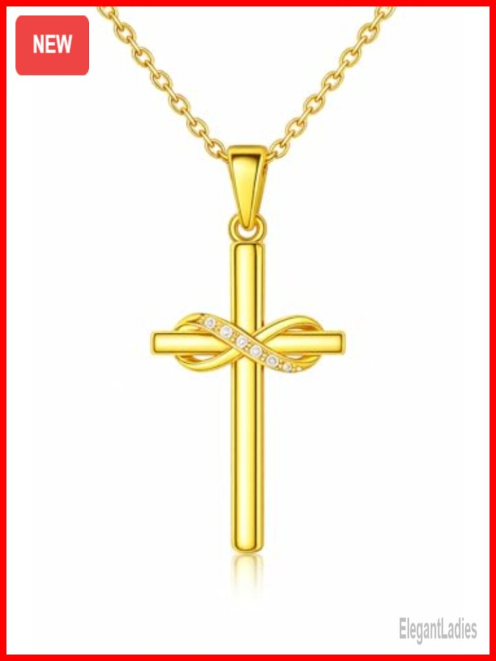 14K Gold Cross Necklace for Women Small Infinity Pendant Chain